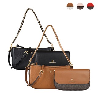 MICHAEL KORS JET SET金字LOGO牛皮扣式4和1斜背子母包(中/多色)