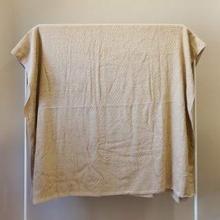 純棉24兩((菱格紋))奶茶色毛巾被 可當夏季冷氣空調毛毯(195*120cm)美容大毛巾 鋪床巾 純棉毛巾被 臺灣製