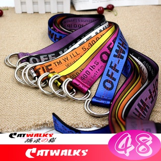 台灣現貨 ＊ Catwalk's ＊ 潮流風亮面刺繡感雙環扣休閒腰帶 ( 黑色、白色、藍色、黃色、橘色、咖啡、玫紅 )