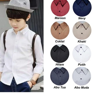 KEMEJA V30H男童衣服1-12歲休閒Dio進口長袖兒童襯衫M ZBO兒童純色長襯衫
