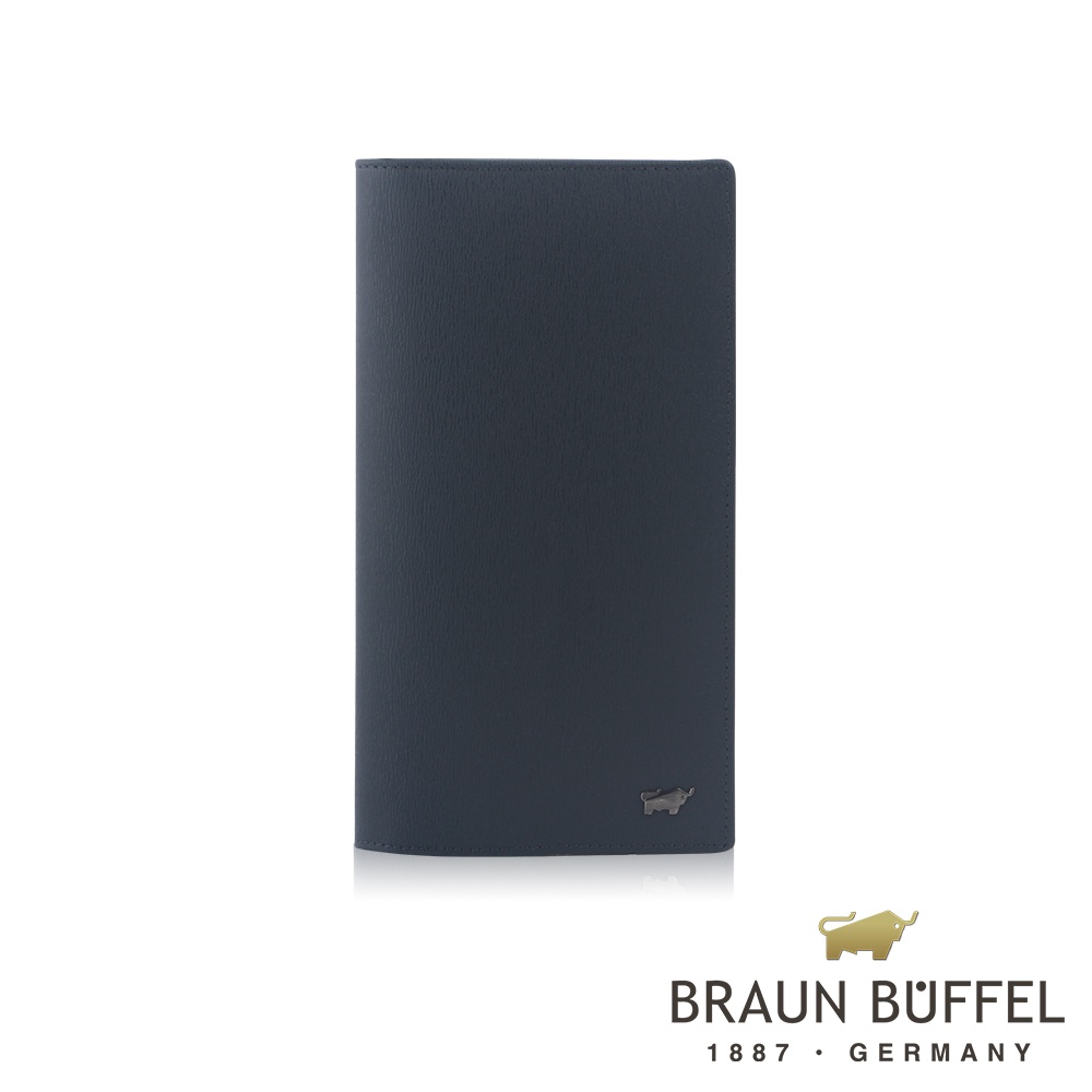 【BRAUN BUFFEL 德國小金牛】台灣總代理 默瑟-II17卡拉鍊零錢袋長夾-印度藍/BF384-631-II