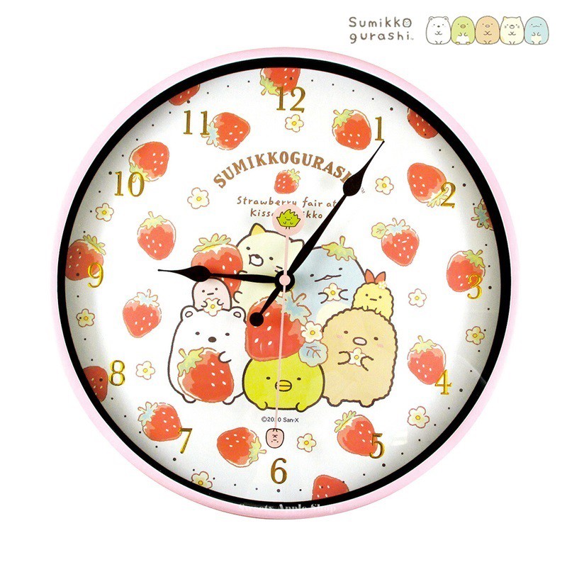 角落生物【 TW SAS 日本限定 】 草莓派對版 連續秒針 壁掛時鐘 / 掛鐘