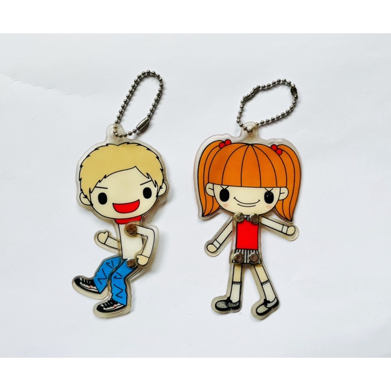 【小皮箱】絕版二手 / Miki 可愛女孩 男孩 造型吊飾 鑰匙圈 可變換姿勢 復古 文具 收藏