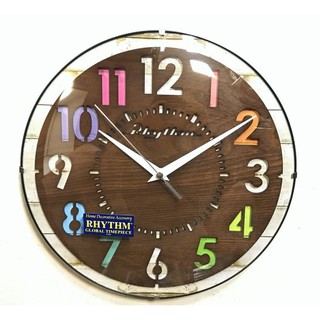 【神梭鐘錶】日本RHYTHM CLOCK 麗聲孩童最愛圓弧凸鏡面木刻繽紛彩色數字刻劃掛鐘 型號：CMG778NR06