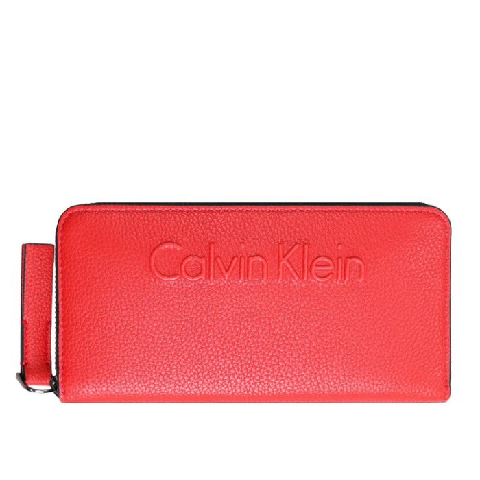 【Calvin Klein】CK女長夾立體LOGO鍊紅 F03180609-11