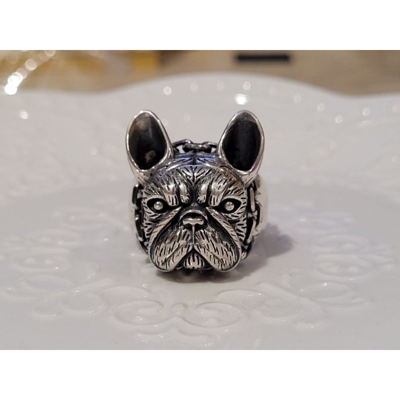 925純銀厚實比特犬戒指活圍戒指中性男戒惡霸狗狗 蝦皮購物