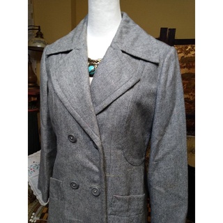 復古古著灰色毛料色日本大衣L號111-132