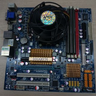 極新!技嘉amd主機板,DDR2記憶體副散熱片1GB*2,金士頓DDR2單面1GB,(Amd3000+)cpu,風扇