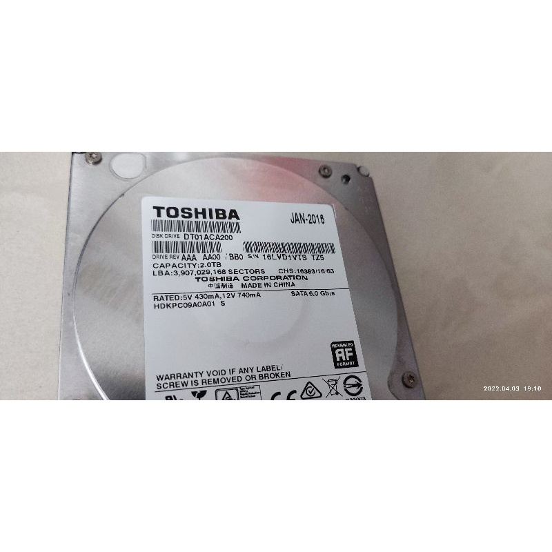 Toshiba 3.5 吋 2t 2tb良品