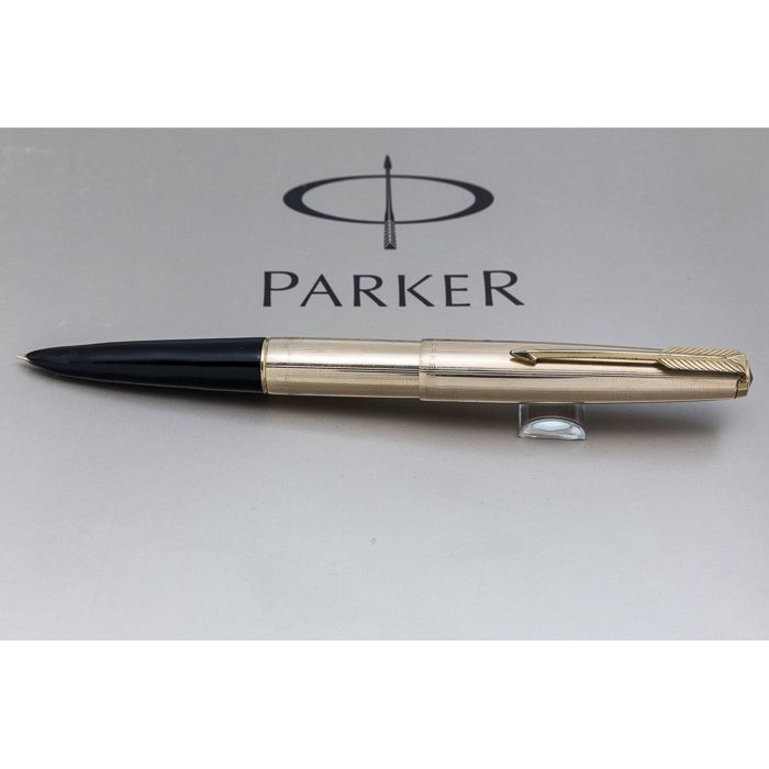 ［ 早期］ 美國製 PARKER派克 61型鍍金條紋3號筆 鋼筆 F尖 (墨管自吸式)