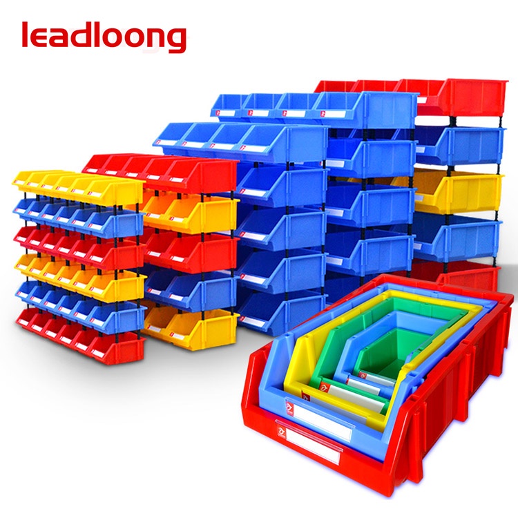 LEADLOONG-X系列箱装 現貨當天發 堆疊式塑料斜口盒倉庫組合式貨架零件盒組立元件盒塑膠貨架汽修汽配工具螺絲盒子