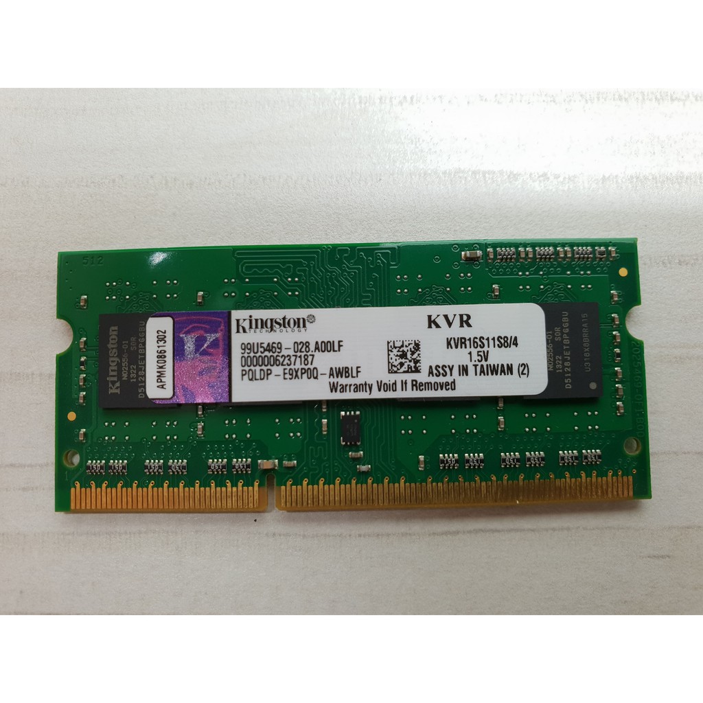 金士頓  DDR3 1600 4G  KVR16S11S8/4  終保保固 ( 筆電 )