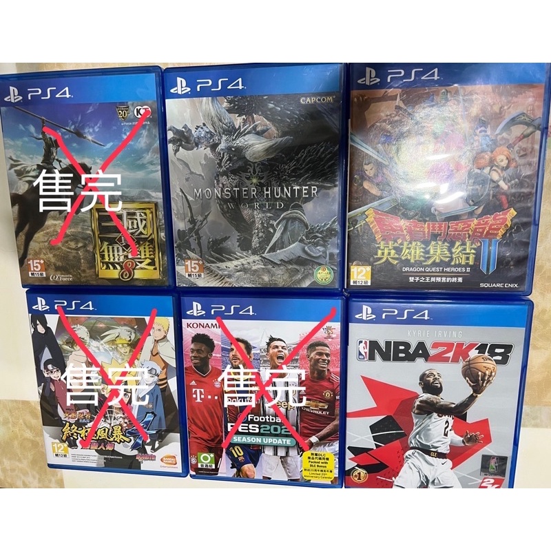 PS4二手遊戲片，多種遊戲