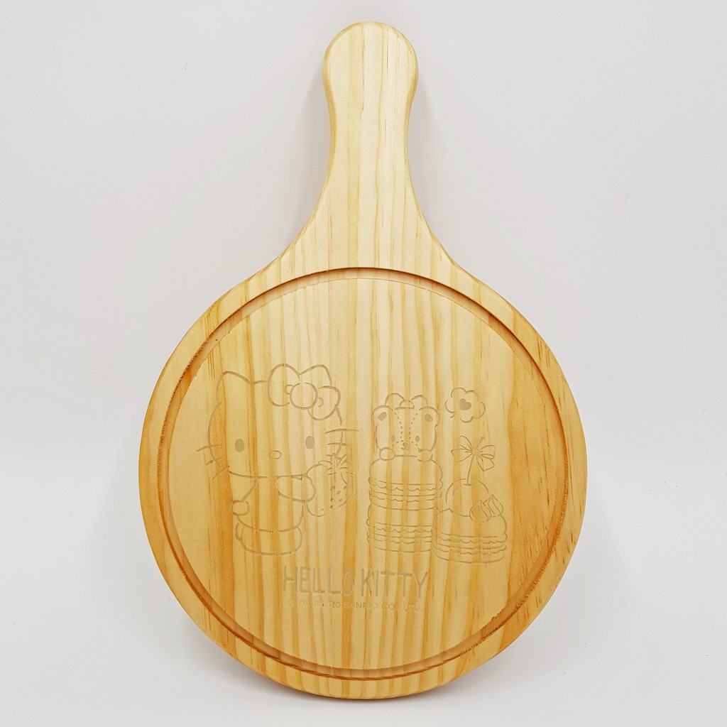 三麗鷗 KITTY 多功能木製砧板 圓形砧板 野餐砧板