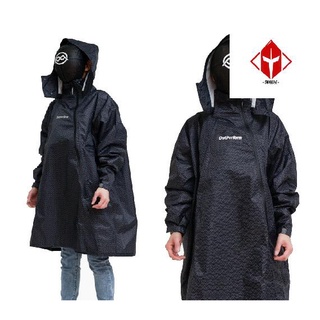 Outperform 去去雨水走長版風雨衣-Mini-O 曜石黑 專利雙拉鍊 斜開拉鍊 連身式 一件式 雨衣《淘帽屋》
