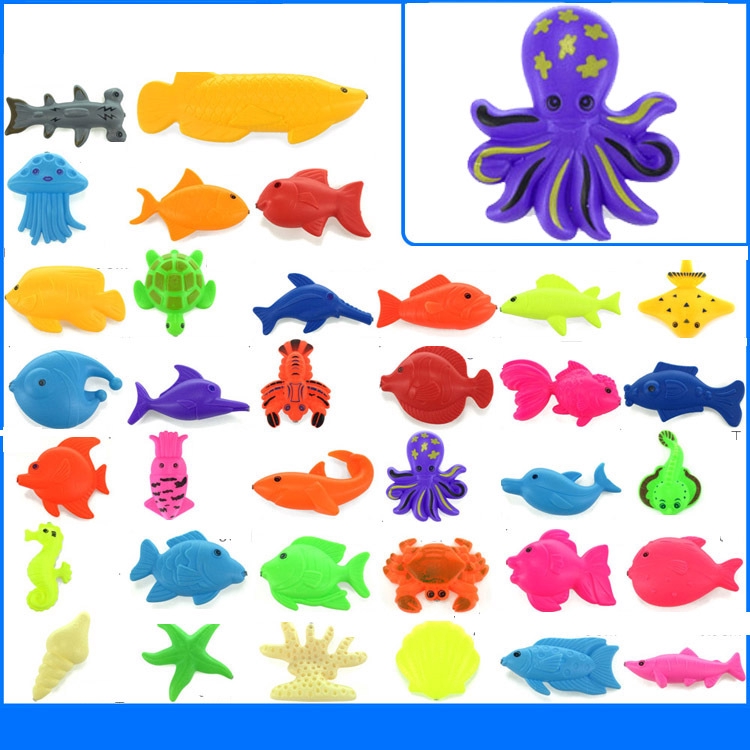 現貨 快速出貨 100條起拍磁性魚印花魚夏日益智磁性釣魚玩具在家玩兒童釣魚玩具個一組立體不進水 蝦皮購物