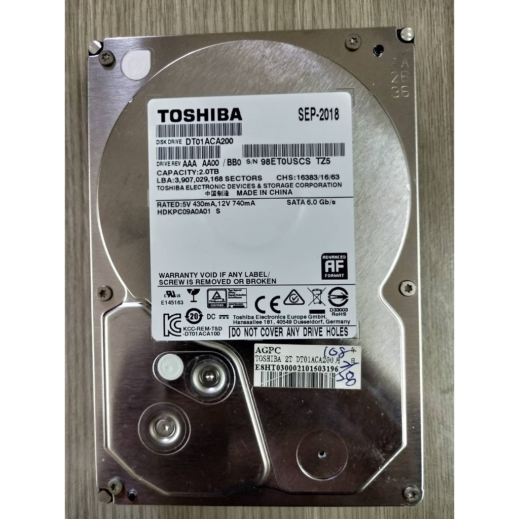 Toshiba【桌上型】2TB 3.5吋硬碟