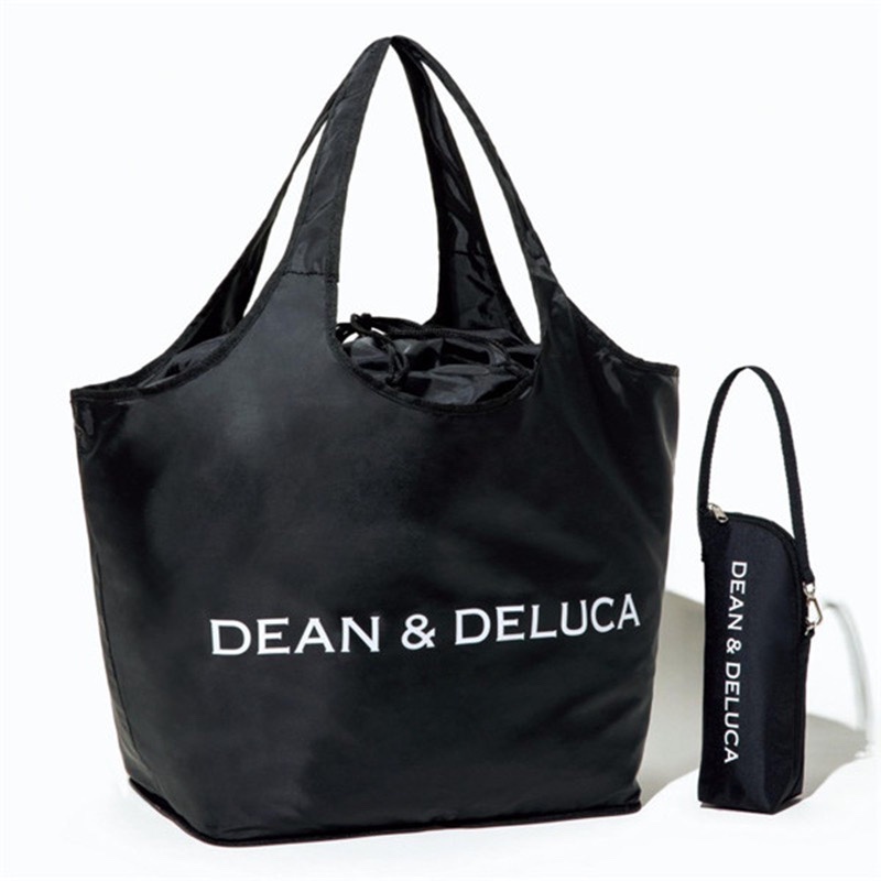 日本雜誌附錄 DEAN＆DELUCA 側背包 購物袋 保冷水壺套 摺疊收納包  手提袋 黑色款 B20805