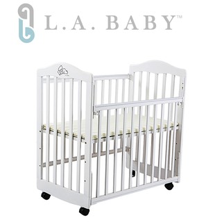 【 L.A. Baby】蒙特維爾美夢熊小床嬰兒床/實木/原木床(白色 適用育嬰 託嬰中心)