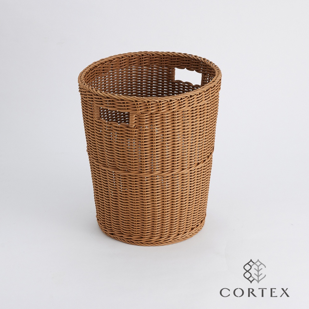 CORTEX 編織籃 仿籐籃 洗衣籃 圓型W41H52 卡其色