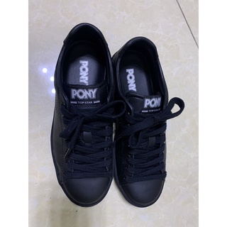 PONY TOP STAR 時尚百搭情侶款 休閒鞋 LOGO沖孔設計 女鞋 US7.5（24.5cm）黑 二手 近全新