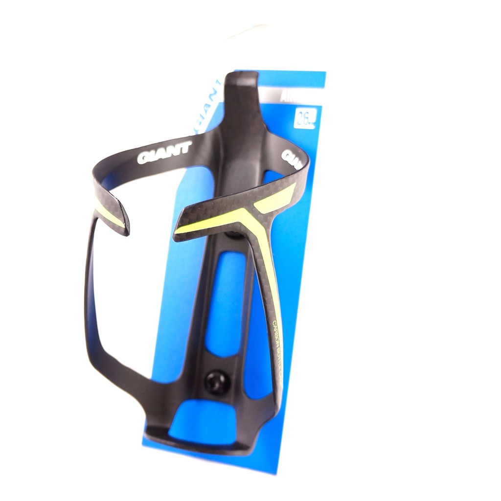 捷安特公路車碳纖維消光黑黃水壺架(1入) Giant  Airway Carbon Water Bottle Cage