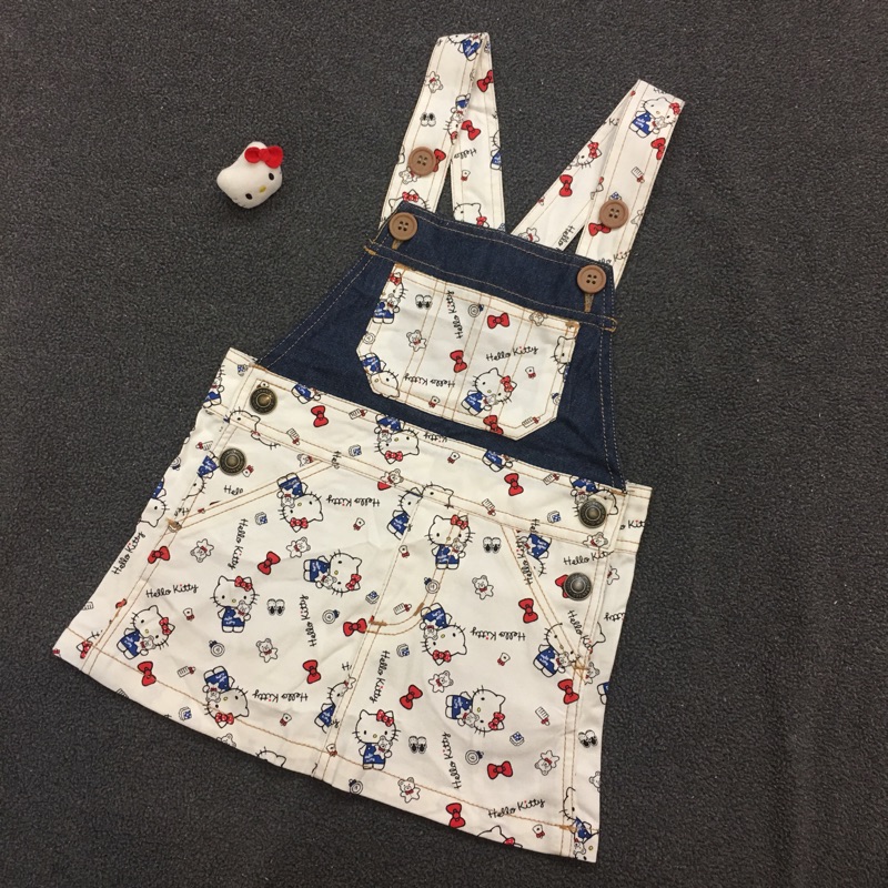 Hello kitty 吊帶裙 全新 90cm 牛仔吊帶裙
