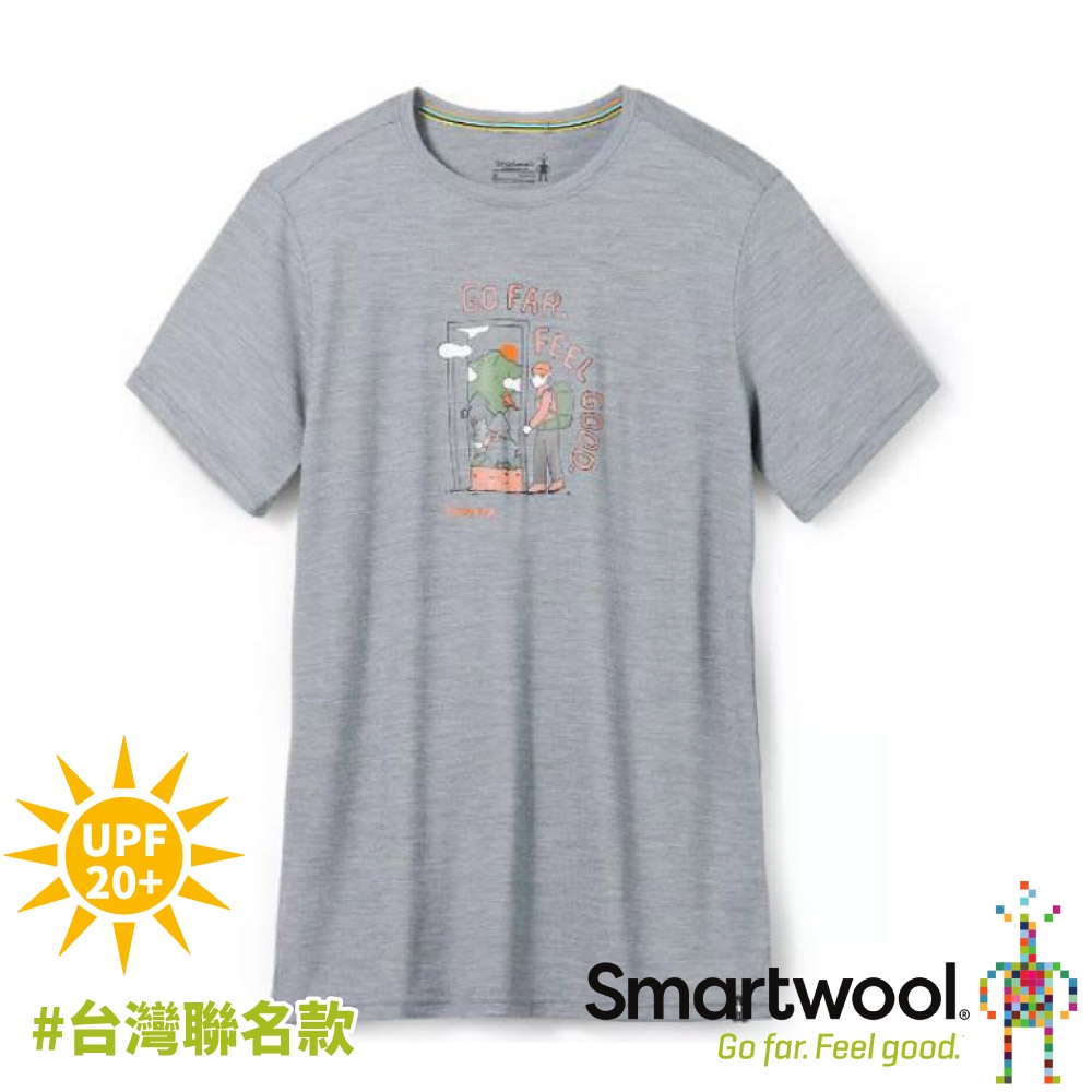 【SmartWool 美國 男 Merino Sport 150塗鴉短袖T恤《台灣聯名款/淺灰》】SW014102/短T