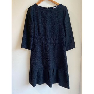 Red Valentino 黑色立體花紋七分袖洋裝 Size 40
