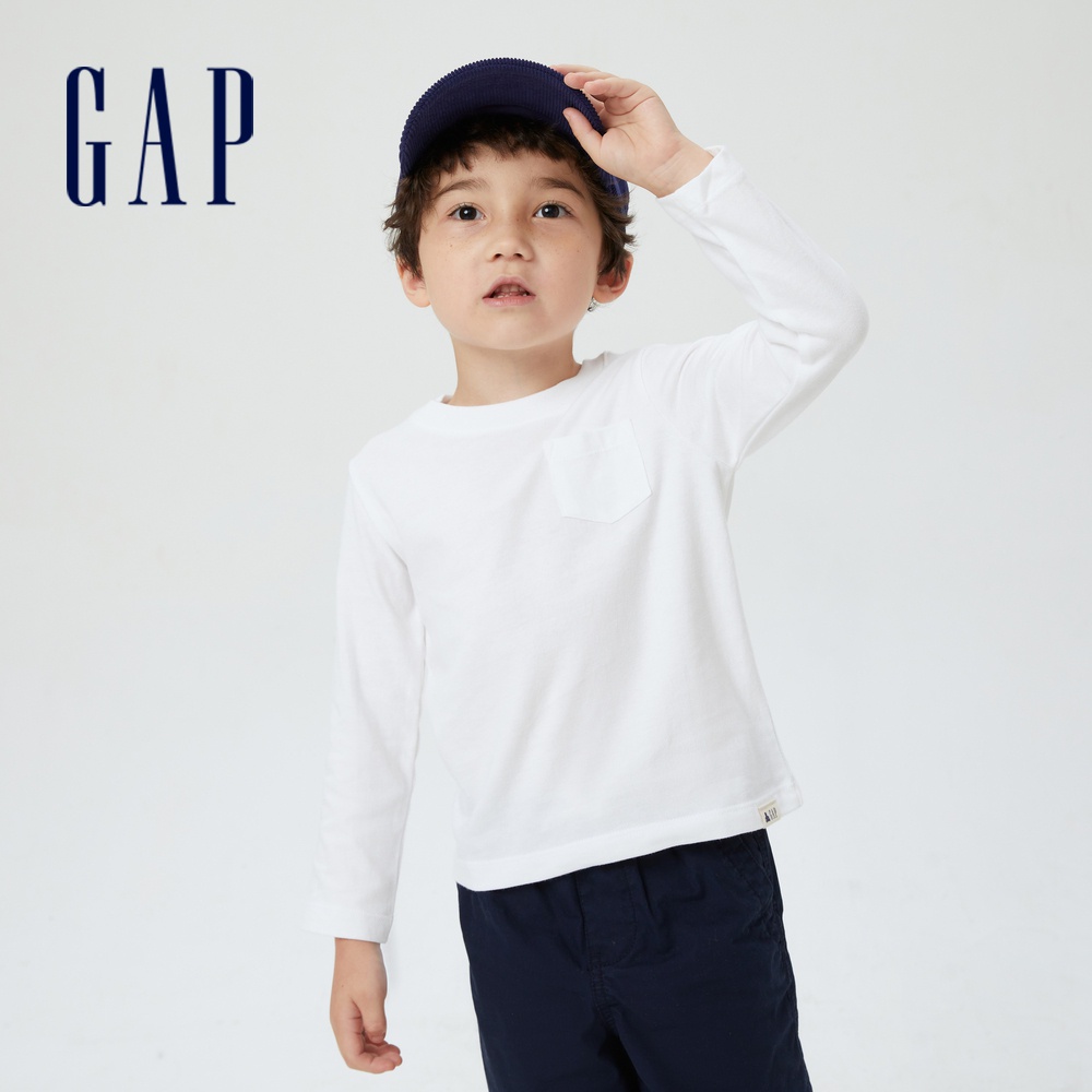 Gap 男幼童裝 純棉長袖T恤 布萊納系列-白色(669934)