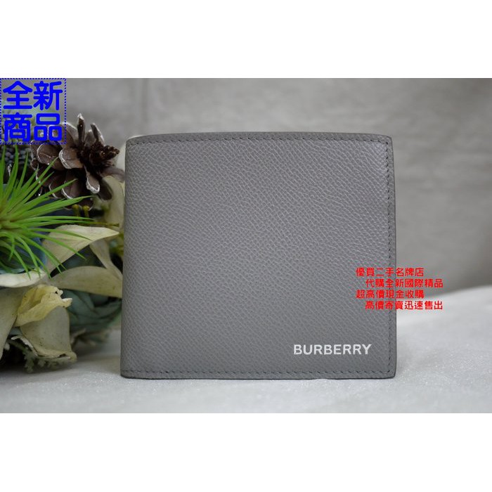 ☆優買二手精品名牌店☆ Burberry LONDON 大象 灰 牛皮 發財 信用卡 夾 短夾 皮夾 男夾 全新I II