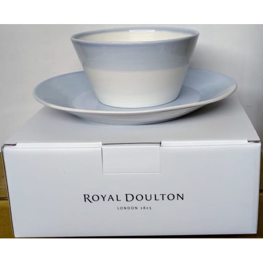 全新現貨~【Royal Doulton 皇家道爾頓】1815 恆采系列 碗盤兩件組(水藍)-贈品轉售