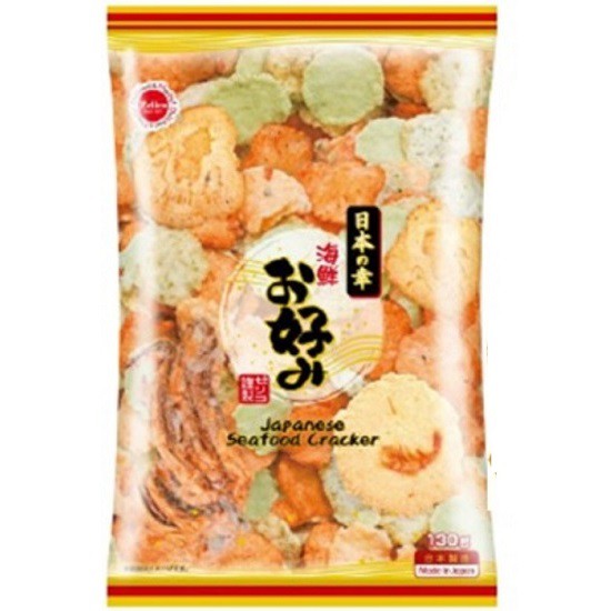+爆買日本+ 鈴木榮光堂 綜合海鮮餅 130g 蝦仙貝 蝦餅 海鮮米果 花枝煎餅米果 ZELICO