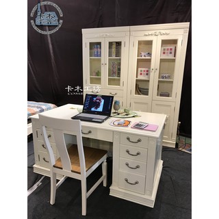 【 展示品出清，僅此一件】卡木工坊 古典美學五尺辦公桌 書桌 實木書櫃 大書櫃 收納櫃 臺灣製 實木家具 系統傢俱