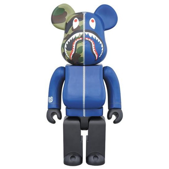 【正品】BE@RBRICK 1000% 初代藍迷彩鯊魚 公仔