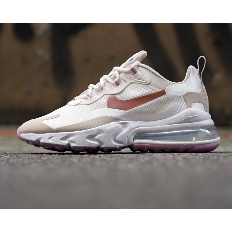 全新正品NIKE AIR MAX 270 REACT白粉紅 玫瑰拿鐵 CU9333-100網美 氣墊 大尺碼女鞋26公分