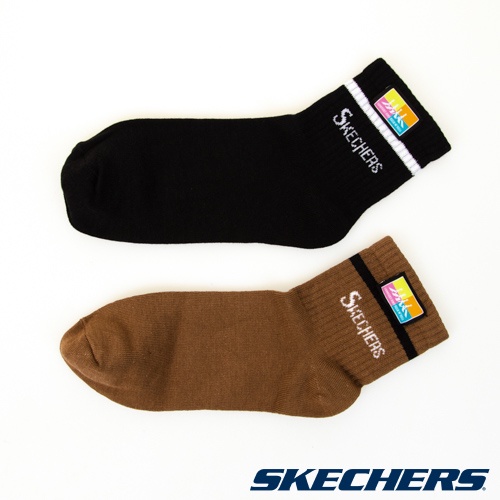 SKECHERS 男生款 L421U163-01RF 中筒襪 竹炭 抗菌除臭 襪子 兩入 黑咖