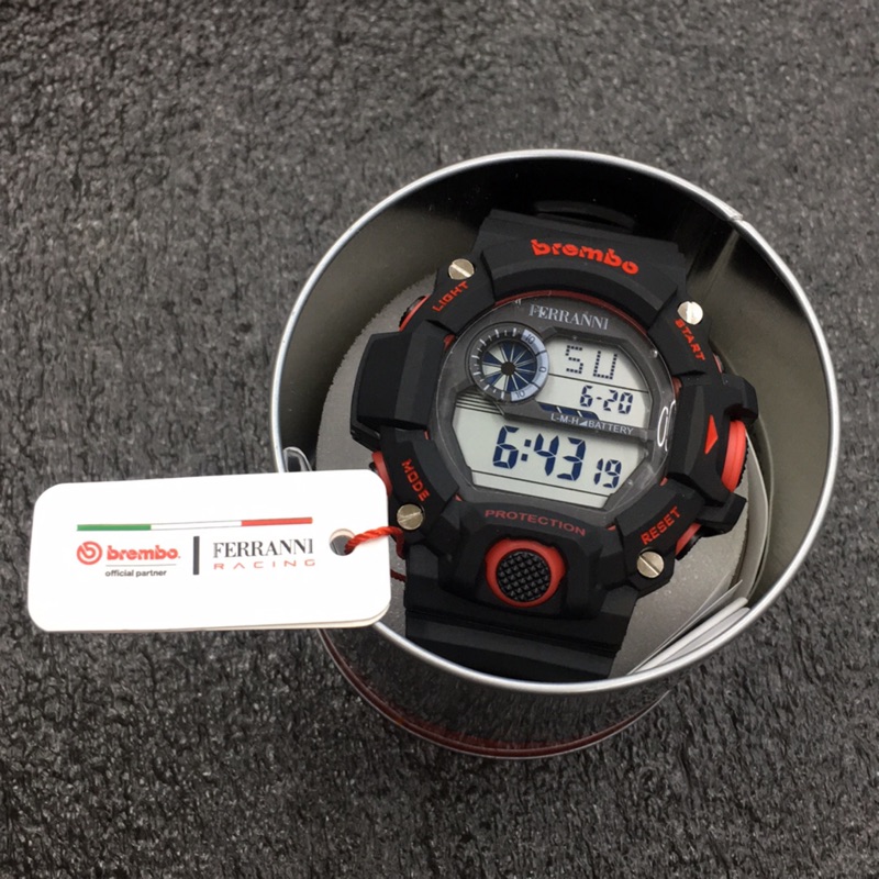 BREMBO 手錶 電子錶 限量黑底紅運動計時器（贈品牌提袋）