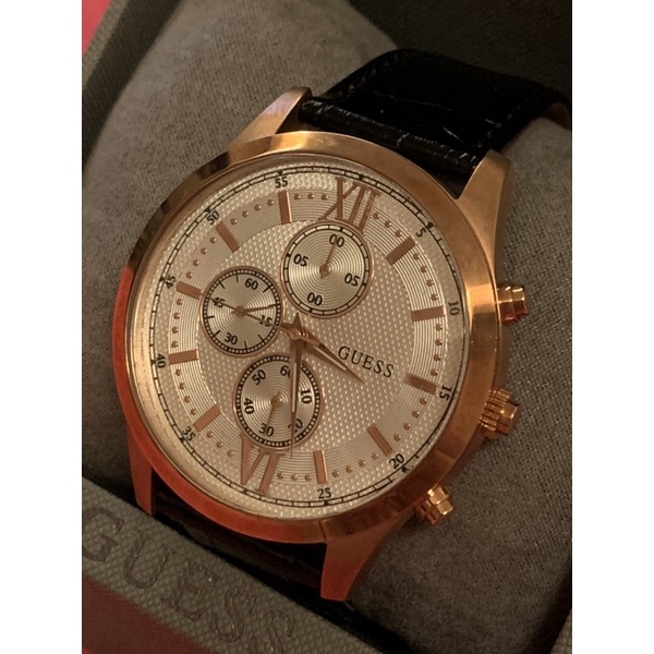 ［全新正品］GUESS三眼黑皮帶手錶⌚️