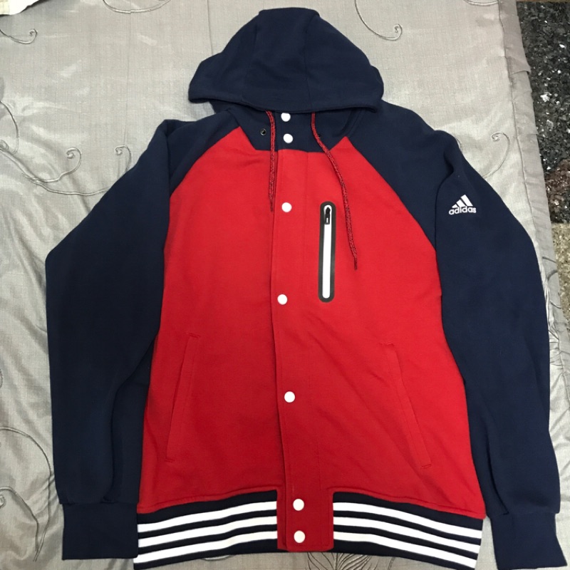 Adidas 連帽教練外套 紅藍 L號