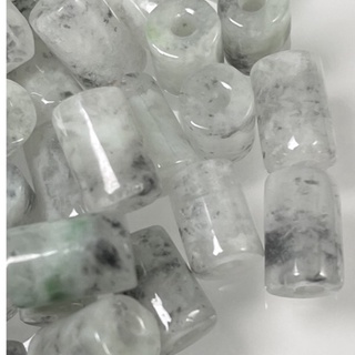 採禪水晶翡翠客製化手作坊-天然翡翠A貨- A657-烏雞白帶透桶珠-12.4*8.3mm /隔珠/緬甸翡翠/DIY串珠/