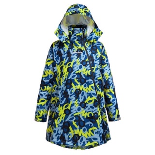 Outperform 奧德蒙 去去雨水走 君邁 brightday 雨衣 短版 揹包雙拉鍊斜開連身雨衣 塗鴉 藍底 迷彩
