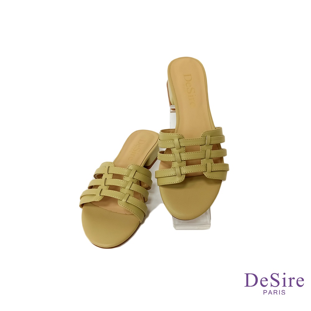 【DeSire】高級感真皮編織設計低跟涼拖鞋-黃色(2137101-50)