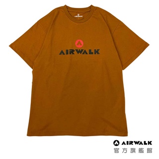 AIRWALK 純棉重磅T AW51508 駝色 美版 圖騰 落肩 短袖 情侶 潮流 百搭