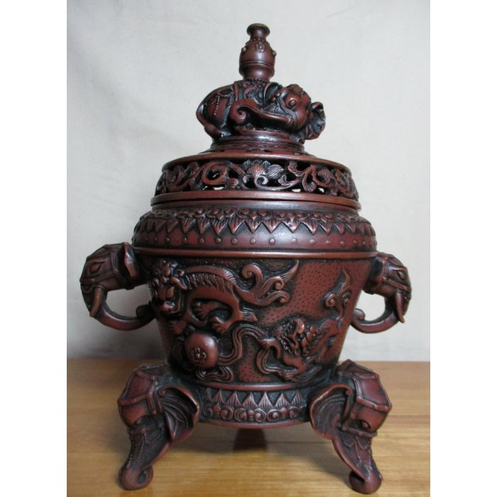 岩永造 大型唐銅御殿瓶掛/火鉢 金工細工獅子三足大型香炉 重さ14.7㎏共箱 岩永造 大型唐銅御殿瓶掛/火鉢 金工細工獅子三足大型香炉
