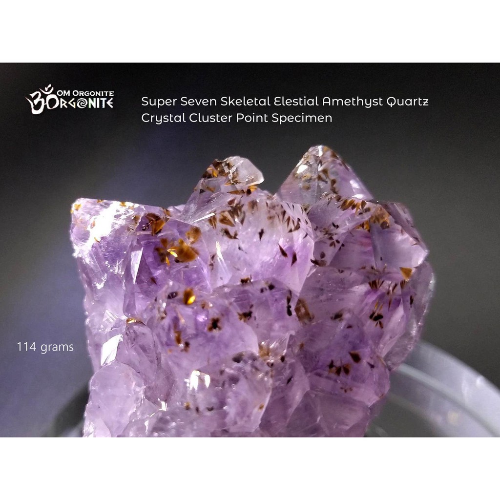 114克/ 罕見 / 超級骨幹紫水晶 / 超七 / Super 7 / 旋律石/ Om Orgonite