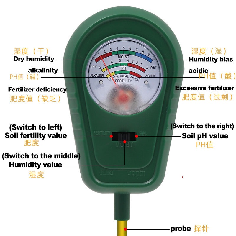 土壤三合一檢測儀 肥沃度 濕度 PH酸鹼度測試儀 指針式土壤肥力計