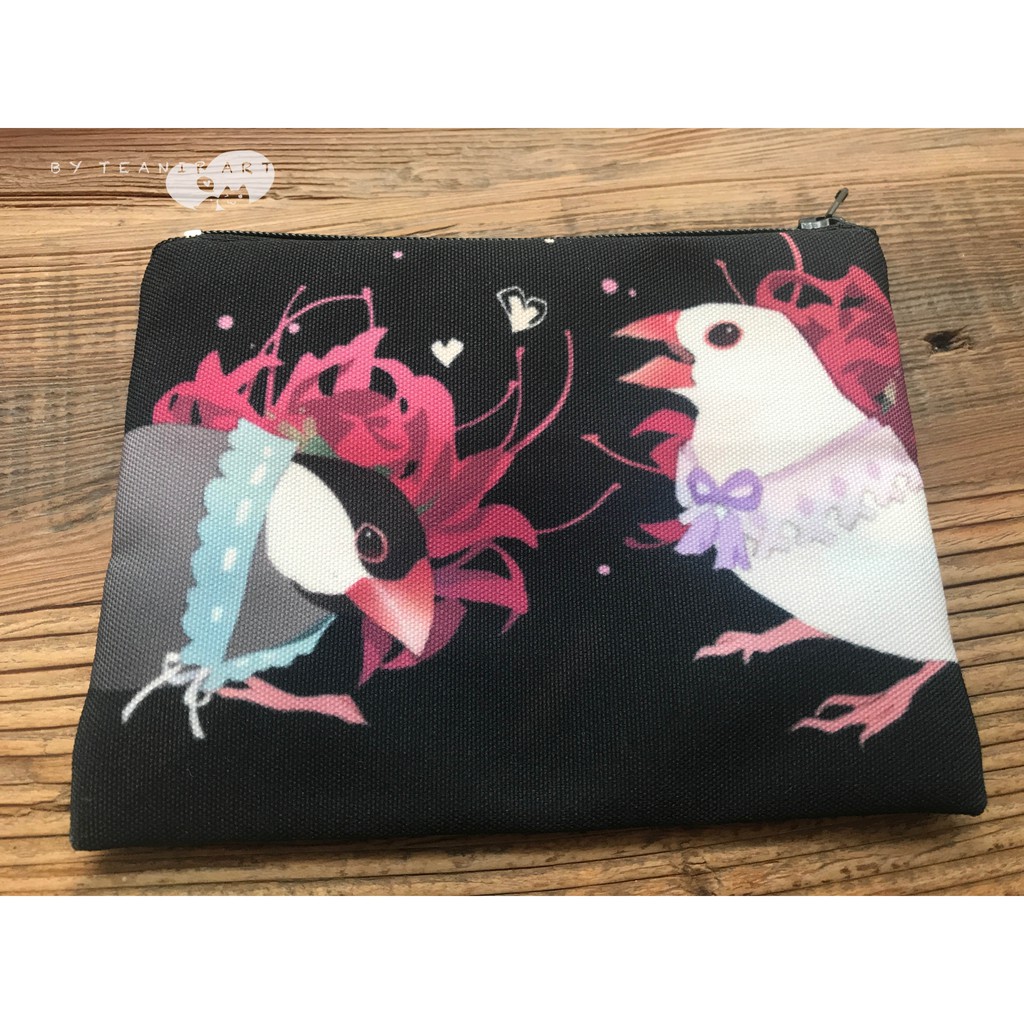 雀鳥雙面花色零錢包拉鍊包 文鳥與麻雀 蝦皮購物