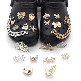 Crocs Jibbitz 智必星卡駱馳洞洞鞋金屬配飾DIY鞋花鞋扣蝴蝶吊墜飾品新潮時尚鑽石皇冠鞋釘