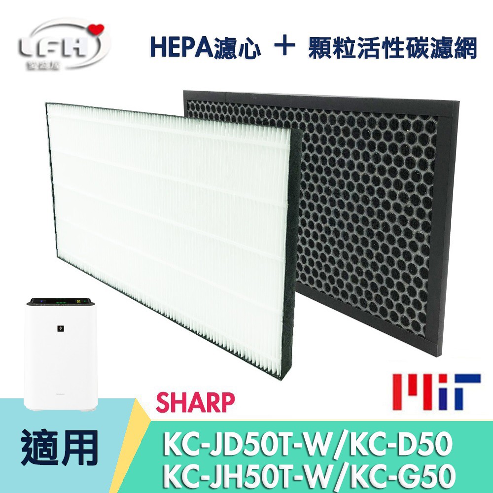 HEPA濾心 顆粒活性碳濾網 適用Sharp KC-JD50T-W KC-JH50T-W G50 D50 E50 水活力